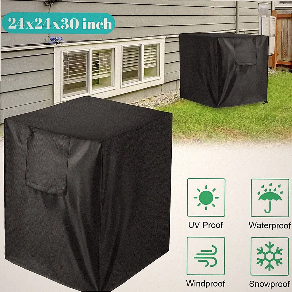 24x24x30 in Heavy Duty Air Conditioner Cover Outdoor Waterproof Central AC Unit