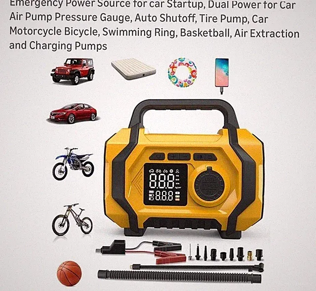 All-in-1 Portable Car Jump Starter Air Compressor Tire Inflator Pump Air Blower