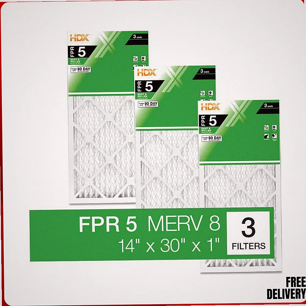 HDX 14x30x1 Air Filter MERV 8 Pleated Furnace AC HVAC FPR 5 3-Pack Replacement