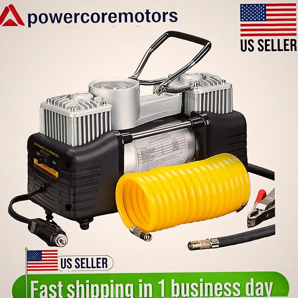 HEAVY DUTY PORTABLE AIR COMPRESSOR AUTO CAR TIRE INFLATOR ELECTRIC PUMP AUTO 12V