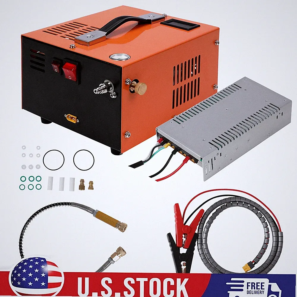 PCP Air Compressor Auto-shut off 30Mpa Oil Free Air Gun Paintball Tank Pump USA