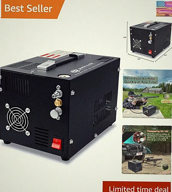 PCP Air Compressor,Built-in Power Converter,Portable 4500Psi/30Mpa,Water/Oil-...