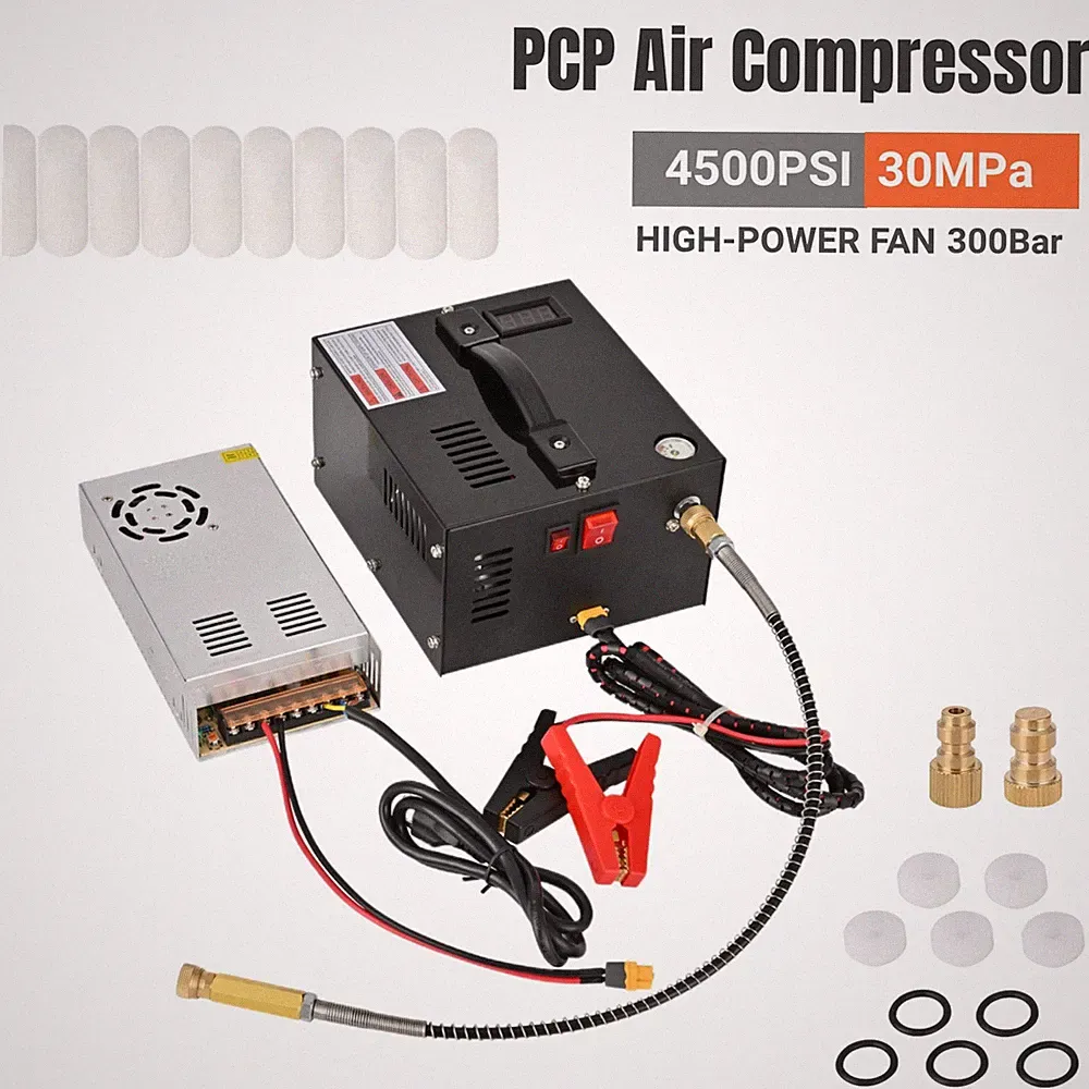 PCP Air Compressor Oil-free Portable 4500PSI/30MPa Manual-Stop w/Built-in Fan HQ