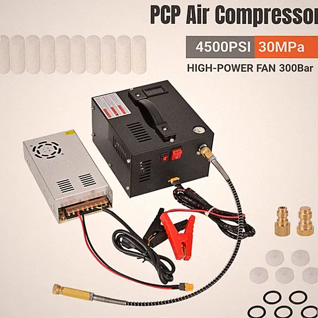 PCP Air Compressor w/Built-in Fan Oil-free 4500PSI/30MPa Free Extra Filters 300W