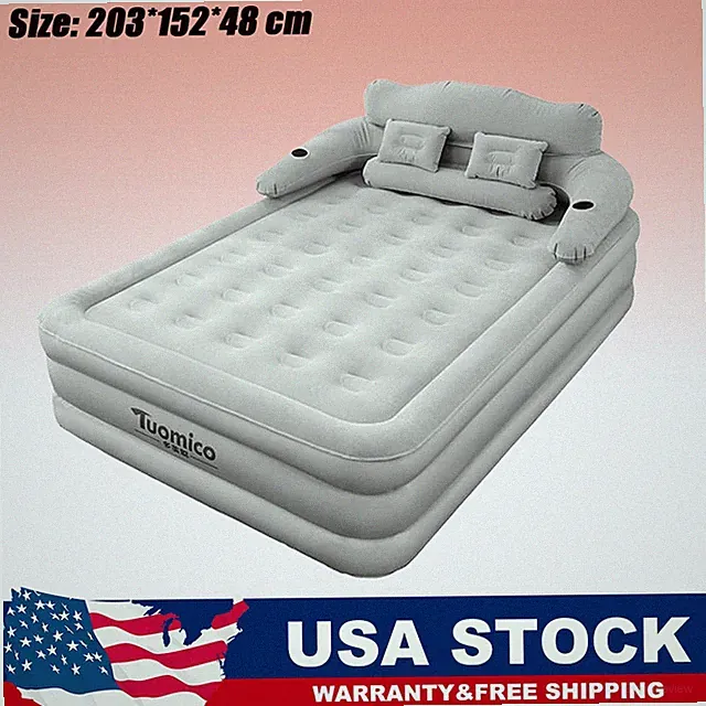 Queen Size Inflatable Air Mattress with Electric Pump & Built-in Pillow Blow Up