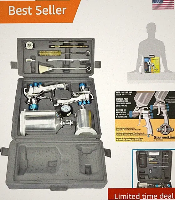 Versatile 802342 HVLP Spray Gun Kit with 1.3mm & 1.0mm Tips for Perfect Coating